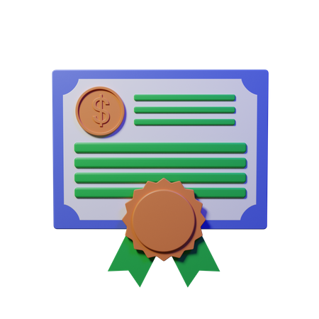 Financial Certificate  3D Illustration