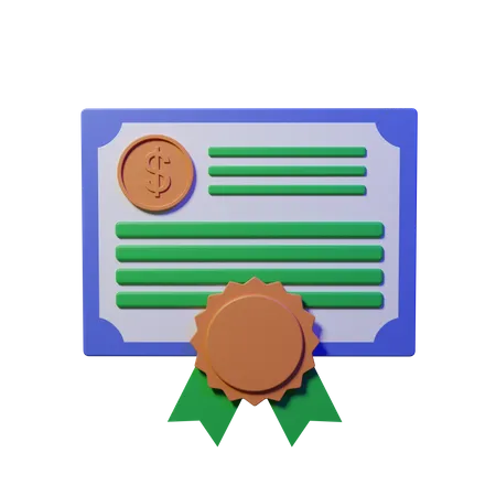 Financial Certificate  3D Illustration