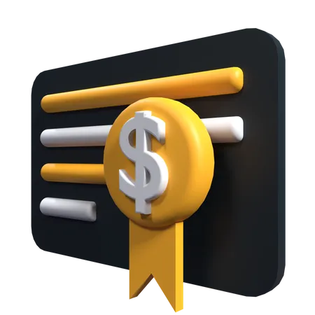 Financial Certificate  3D Illustration