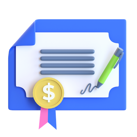Financial Certificate 3D Icon