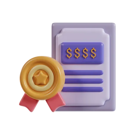 3 D Render Financial Certificate Icon 3 D Illustration Of Investment 3D Icon