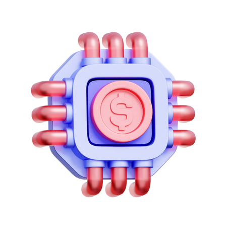 Financial Chip Processor  3D Icon