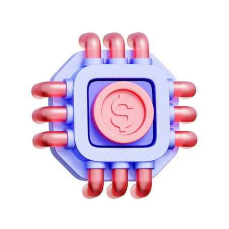 Financial Chip Processor  3D Icon