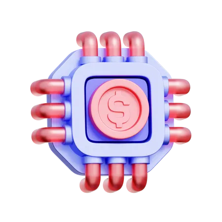 Financial Chip Processor  3D Icon