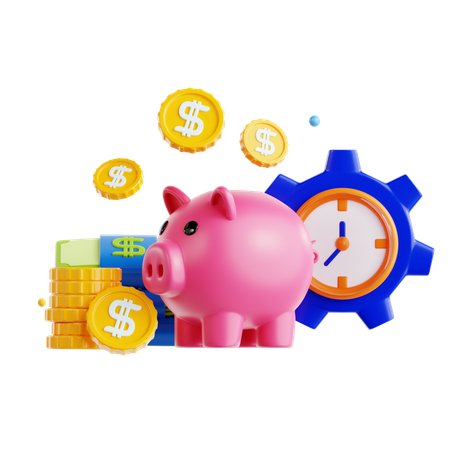 Financial Concepts with Piggy Bank and Coins  3D Icon