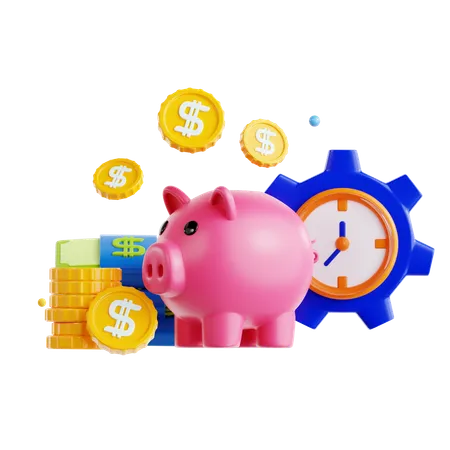 Financial Concepts with Piggy Bank and Coins  3D Icon