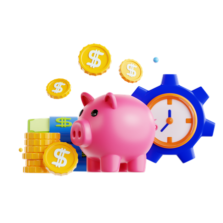 Financial Concepts with Piggy Bank and Coins  3D Icon