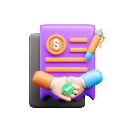 金融契約  3D Icon