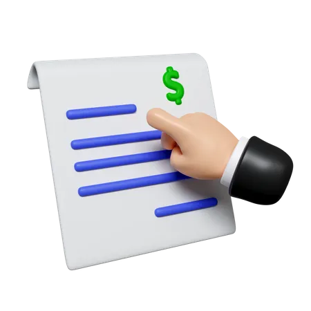 3 D Hand Pointing At Financial Documents Icon Isolated On White Background 3 D Rendering Illustration Clipping Path 3D Icon