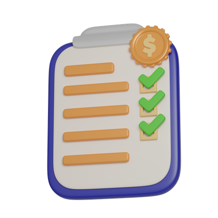 Financial Document And Checklist  3D Icon