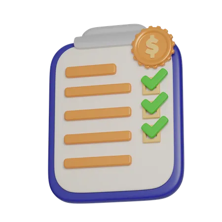 Financial Document And Checklist  3D Icon