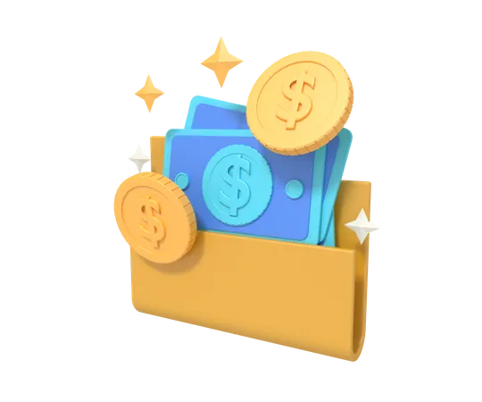 3 D Illustration Of Cash Money On Folder 3D Icon