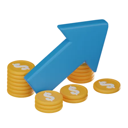 Arrow And Coins Financial Prosperity Investment Opportunities And Navigating Path To Financial Ideal For Conveying Concepts Of Portfolio Management Financial Well Being 3 D Render Illustration 3D Icon