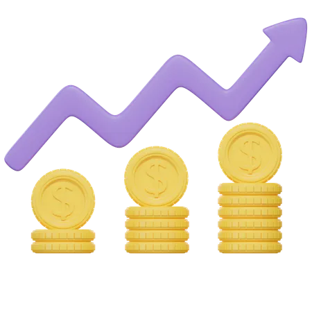 Growth Chart Coin 3D Icon