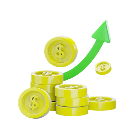 3 D Grow Chart And Gold Coin Icon Isolated On Transparent Background 3 D Illustration 3D Icon