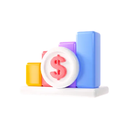Coin With Bar Chart Icon Profit Investment Summary Business And Financial Concept 3D Icon