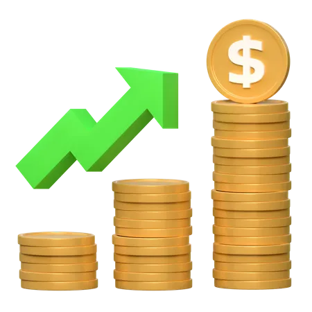 Dollar Coin Money Price Increase Investment Finance Icon 3 D Illustration 3D Icon