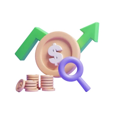 3 D Business Investment Money Growth Up Icon Or 3 D Financial Investment Money Graph Icon 3D Icon