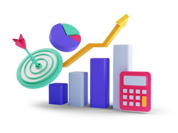 Financial Growth Calculation  3D Illustration