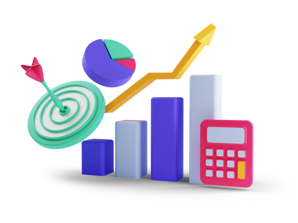 Financial Growth Calculation 3D Illustration