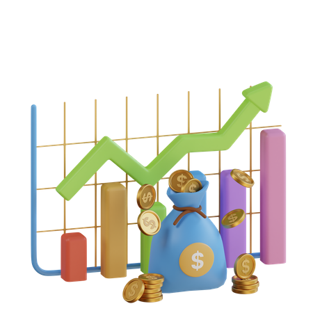 Financial Growth Chart  3D Illustration