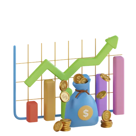 Financial Growth Chart  3D Illustration