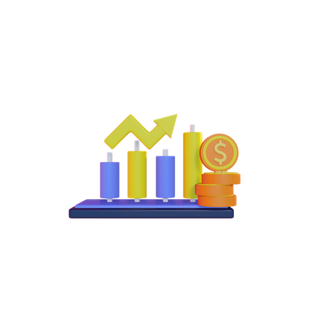 Financial Growth Chart  3D Illustration