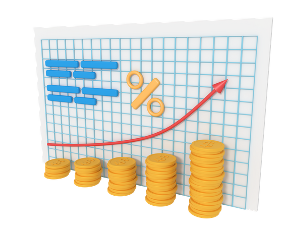 Financial Growth Chart 3D Illustration