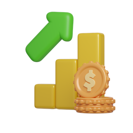 Financial Growth Chart And Coin  3D Icon