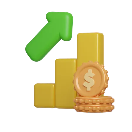 Financial Growth Chart And Coin 3 D Icon Financial And Banking 3 D Illustration 3D Icon