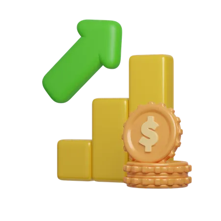 Financial Growth Chart And Coin  3D Icon