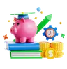 Financial Growth Concept with Piggy Bank and Education