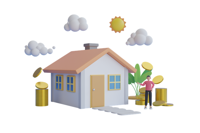 Financial home loan management  3D Illustration