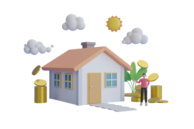 Financial home loan management 3D Illustration