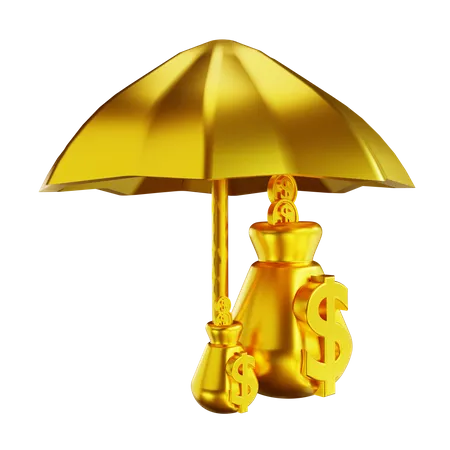 3 D Illustration Golden Financial Insurance 3D Illustration