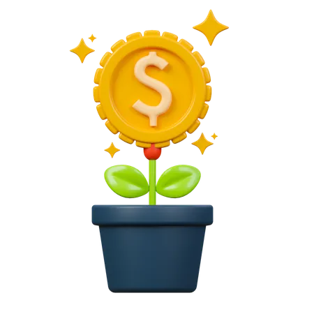 Financial Investment Gain 3 D Icon Money Tree In Pot 3D Icon