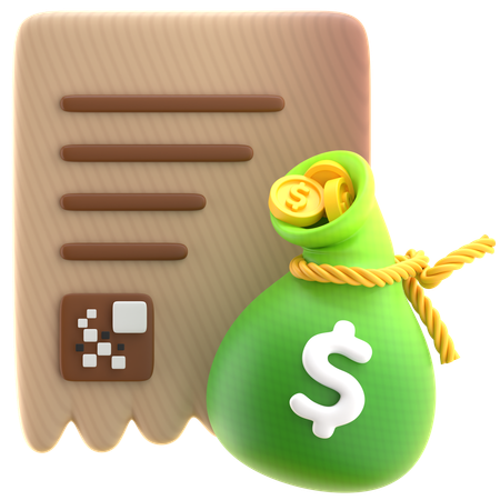 Financial Invoice Document With Dollar  3D Icon