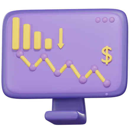 Down Graph With Dollar 3D Icon