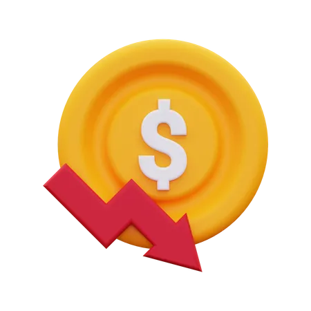 3 D Decrease Money Icon 3D Icon