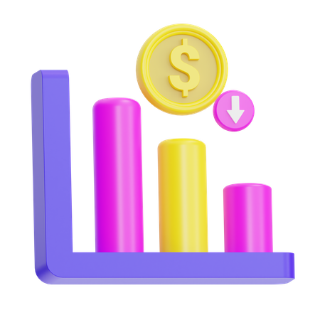 Financial Loss Chart  3D Icon