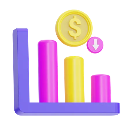 Financial Loss Chart  3D Icon