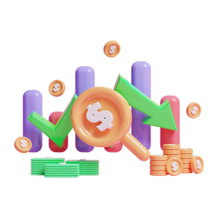 Financial Loss Chart  3D Icon