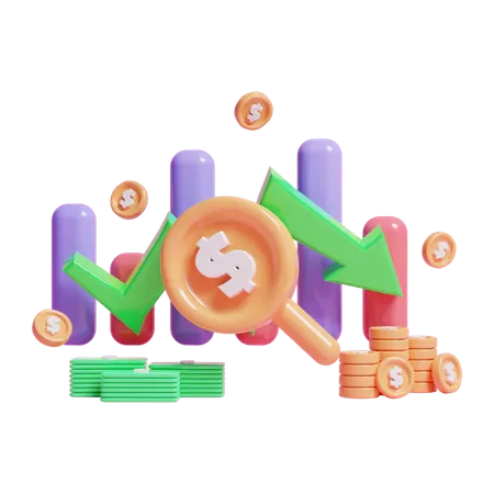 Financial Loss Chart  3D Icon