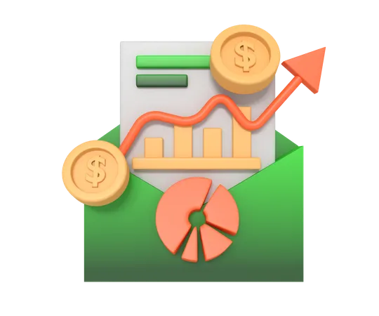 Finance Statistics On Envelope 3D Icon