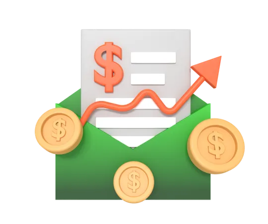 Finance Report On Envelope 3D Icon