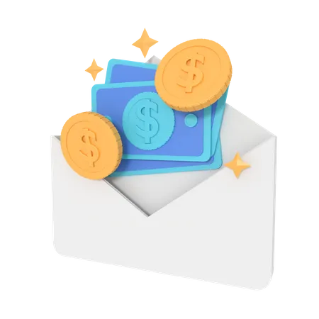 3 D Illustration Of Cash Money On Envelope 3D Icon