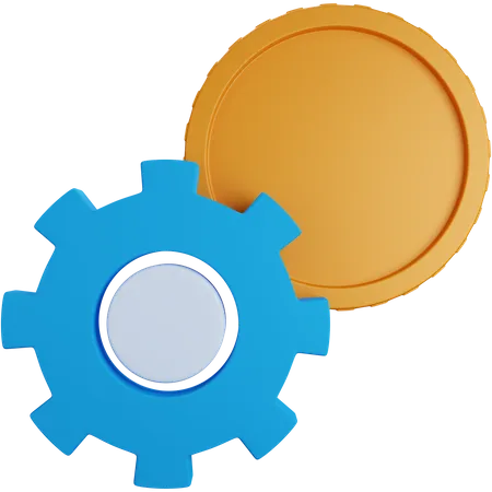3 D Rendering Coin With Gear Settings Isolated 3D Icon