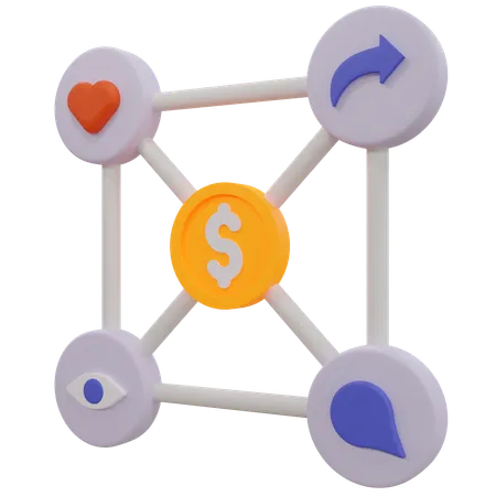 Financial Network  3D Icon