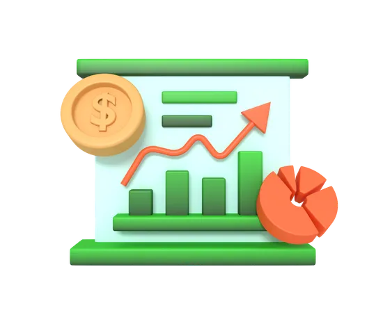 Finance Growth Presentation Board 3D Icon