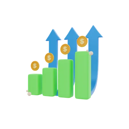 3 D Increase Profit Icon Object Illustration 3D Icon